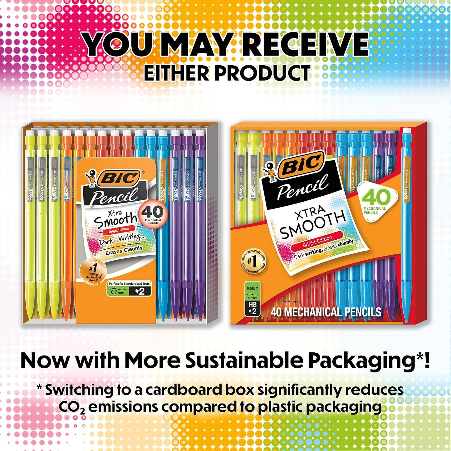 BIC Xtra Smooth Bright Edition Mechanical Pencils, 0.7 mm Medium Point, Bulk School Supplies for Students and Teachers, 40-Count Pack
