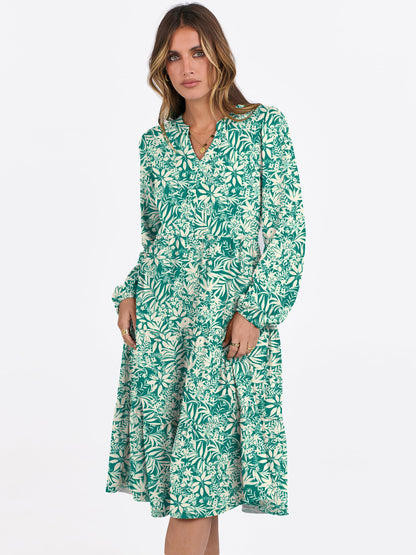 ANRABESS Womens V Neck Long Sleeve Midi Dress | Swing Flowy Tiered with Pockets, Soft Fabric, Boho Beach Vacation Dresses, Loose Fit Casual, Fall Winter Transition Clothes
