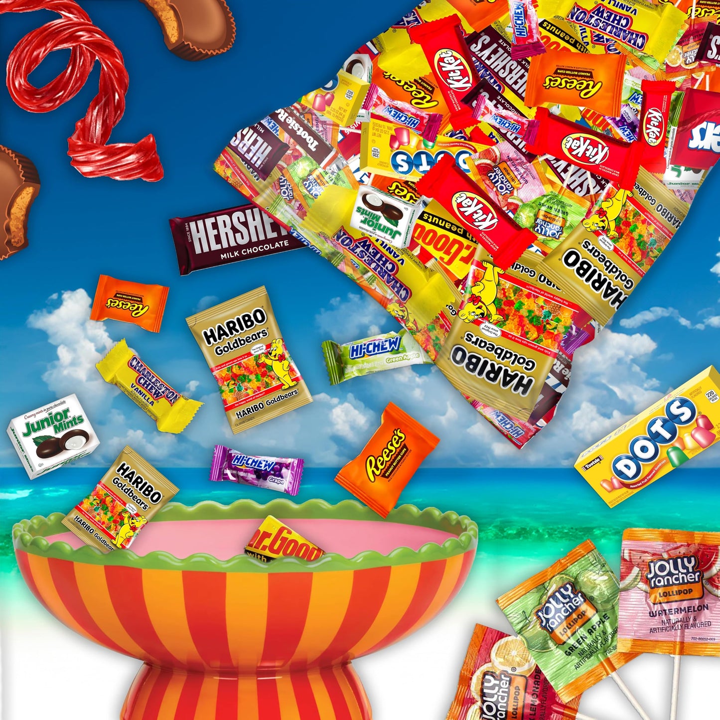 Individually Wrapped Mini Candy & Chocolate Mix - 5 lb Bulk Candy Assortment - Pinata Stuffer Candies Variety Pack, Office CandyBowl Treats - Sweet & Chocolatey Flavors - July 4th
