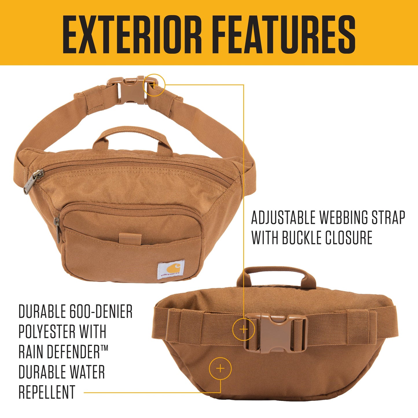 Carhartt Classic Adjustable Sling Bag, Durable, 600-Denier Water Resistant Hip Pack