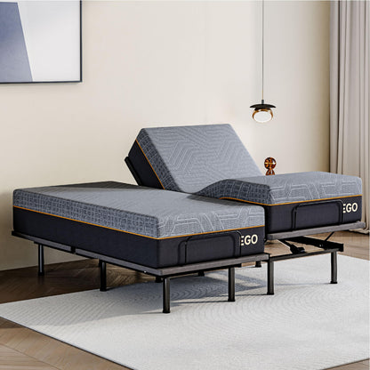 Dyonery Twin XL Adjustable Bed Base Frame with Wireless Remote + 12 Inch Twin XL Gel Memory Foam Mattress Bed in a Box, Head and Foot Incline, Zero Gravity, Fiberglass Free, 80" × 38"