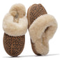 Project Cloud Genuine Leather Slippers for Women with Genuine Fur Lining, Non-Slip Indoor/Outdoor Clog Mule Slippers, Memory Foam Insole
