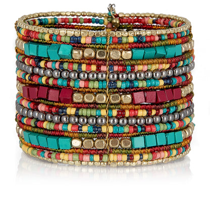SPUNKYsoul Boho Cuff Bracelets, Women Adjustable Stackable Beaded Accessory | Adjustable Bohemian-Inspired Design, Trendy Wrist Ornament, Versatile For Occasions Or Everyday Wear, Unique Style Jewelry