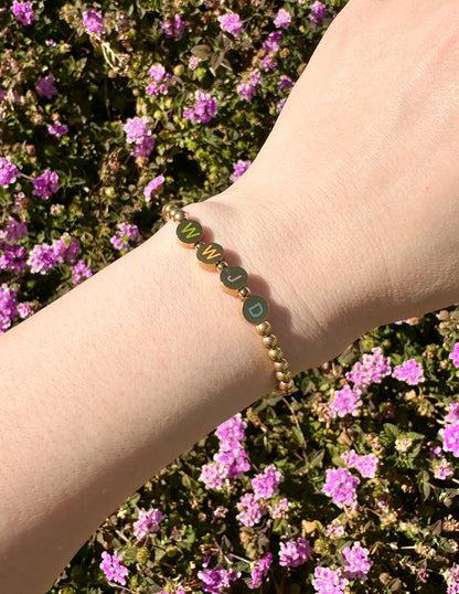 Gold WWJD Letter Bracelet