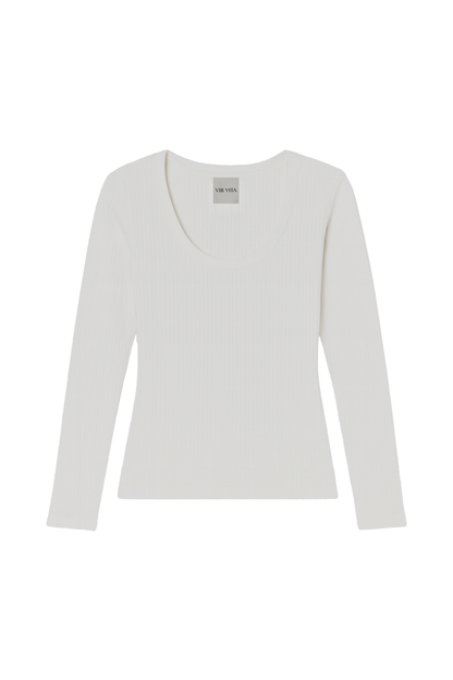 Maia Scoop Neck Pointelle Top
