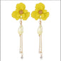 Flower Shaped Strip Drop Earrings