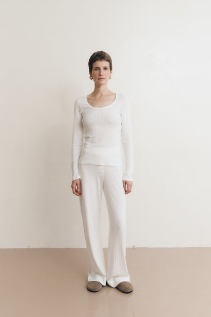 Maia Scoop Neck Pointelle Top