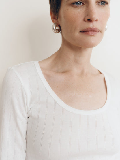 Maia Scoop Neck Pointelle Top