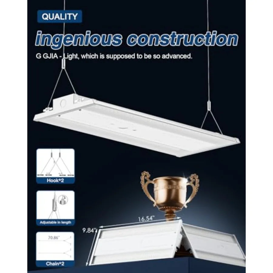 130W LED Linear High Bay LED Shop Lights, 19500LM 0-10V Dimmable 5000K Daylight, Adjustable LED High Bay Shop Lights Lighting F