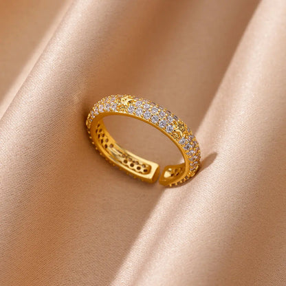 Zircon Geometric Heart Rings For Women Stainless Steel Gold Color Wedding Ring Luxury Aesthetic Jewlery Couple Gift 2025