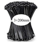100 PCS Self-locking Plastic Nylon Tie Black Fastening Strap Cable-Tie-Set Cable Zip Tie Fastening Ring Zip Wraps Strap Tie