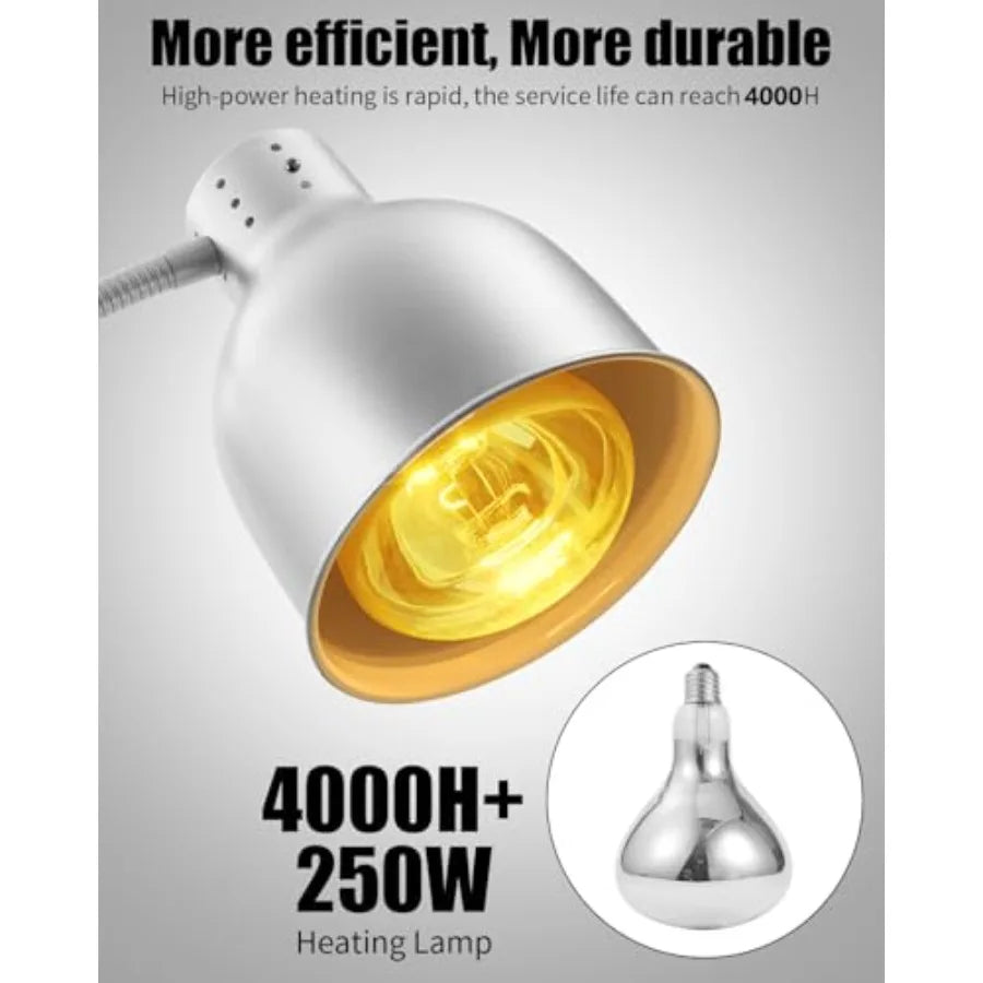 Heat Lamp for Food Heat Lamp with Flexible Arm 250W Bulbs x 2 Catering Food Warmers for Buffet Parties Fast Food