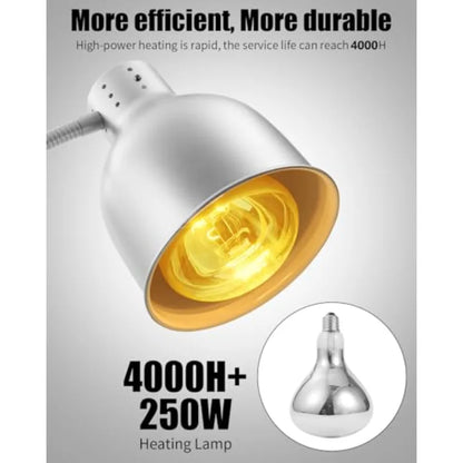 Heat Lamp for Food Heat Lamp with Flexible Arm 250W Bulbs x 2 Catering Food Warmers for Buffet Parties Fast Food