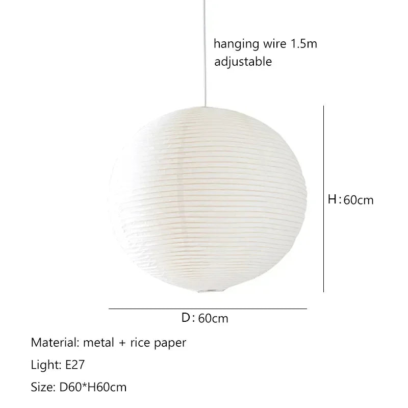 Modern Minimalist White Rice Paper Ball LED Chandelier Restaurant Tea Room Living Room Bedroom Pendant Lamp Home Decor Lighting