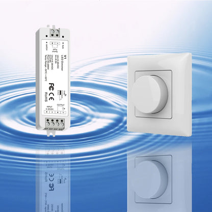 LED Dimmer 12V 24V Rotary Panel RF Remote Controller Single Color LED Strip Dimming Kit Wireless 2.4G Remote Control Push Switch