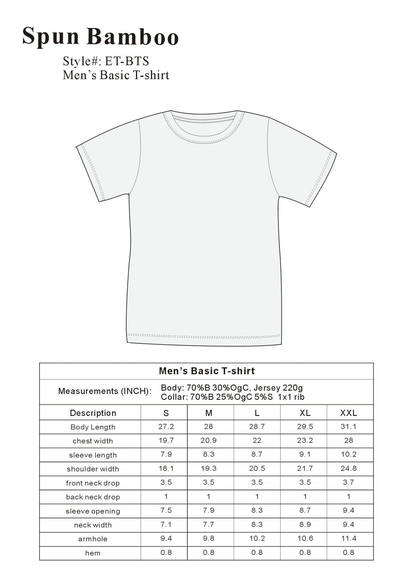 The Original Men's Bamboo Viscose/Organic Cotton Short Sleeve T-Shirt - Classic Cut