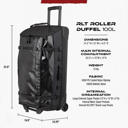 Vertx RLT 100L Duffel Bag | Large 100L Rolling Gear Bag | Keeps Gear Dry & Easy to Organize